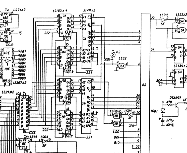 The schematic portion where the video RAMs 7A and 7B are