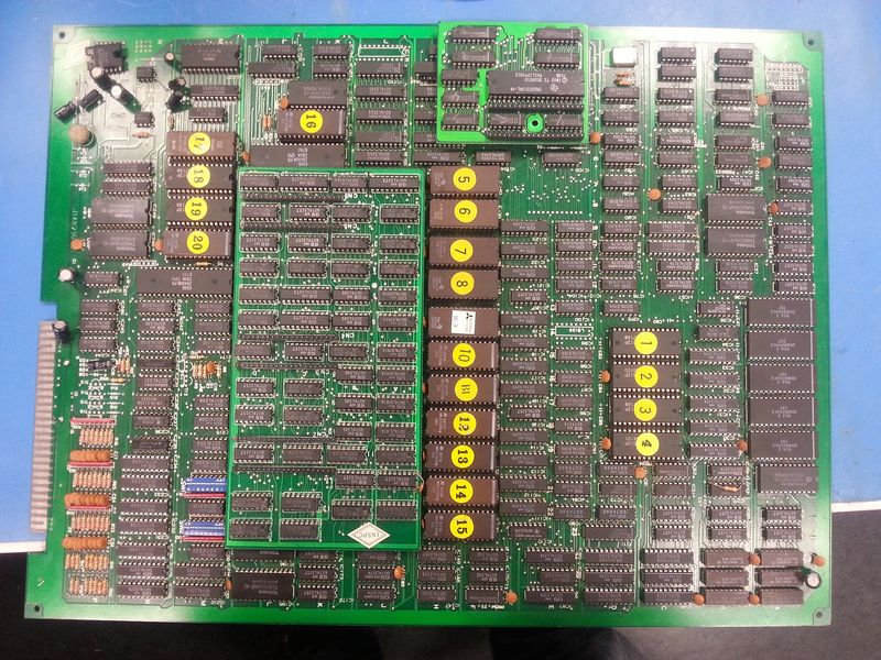 An overview of the board just before the repair.